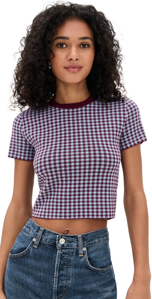LE BOP Gingham Knit Tee Chocolate/Black
