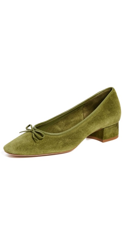 Reformation Terry Ballet Pumps Avocado Suede