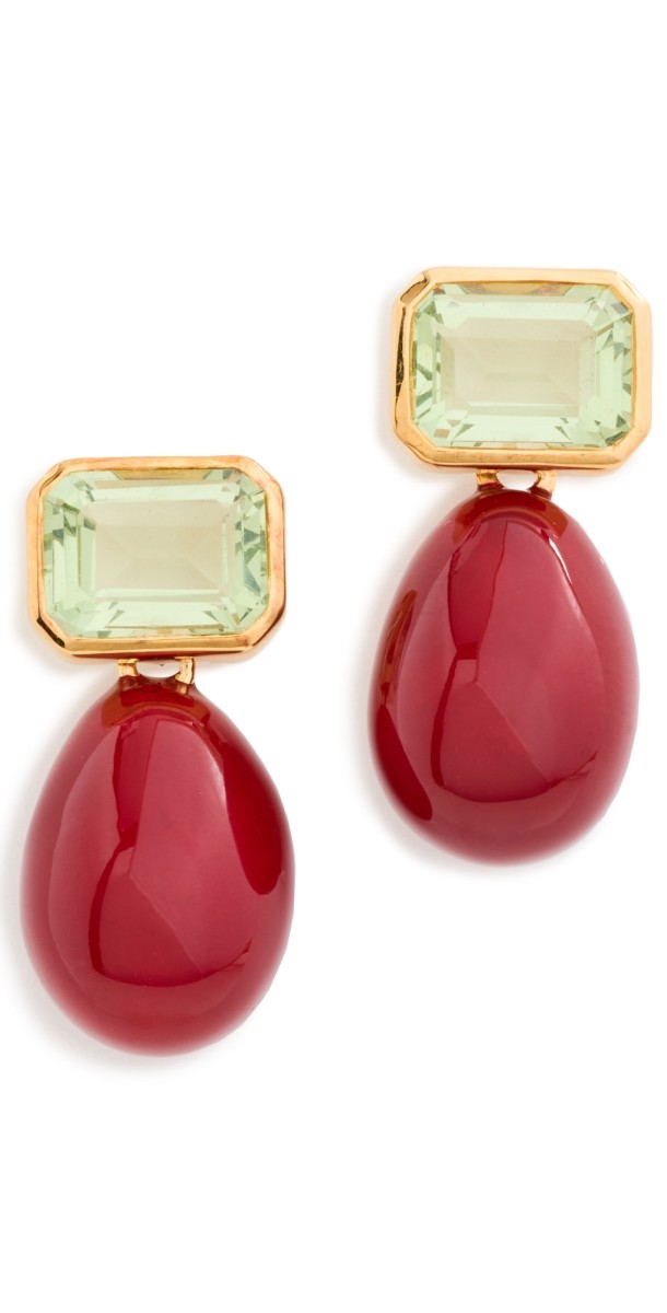 Lizzie Fortunato Bean Earrings in Burgundy Enamel Burgundy