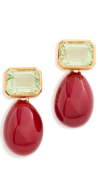 Lizzie Fortunato Bean Earrings in Burgundy Enamel Burgundy