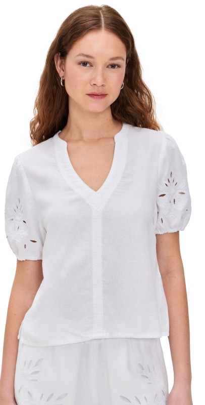 Splendid Cayden Embroidered Blouse White