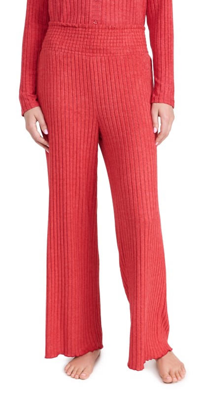Z Supply Dawn Smocked Rib Pants Haute Red