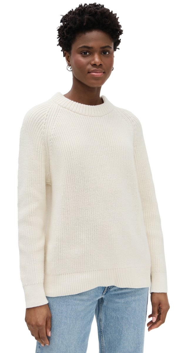 Jenni Kayne Oversized Cotton Fisherman Sweater Ivory