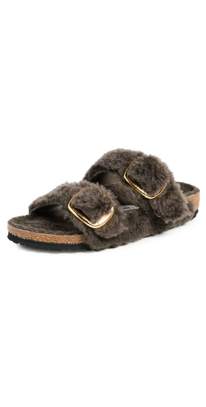 Birkenstock Arizona Big Buckle Teddy Sandals Concrete Grey