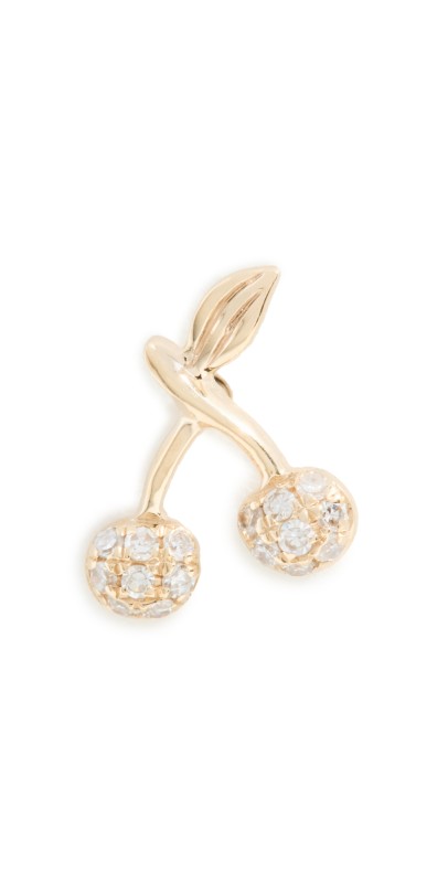 EF Collection 14k Diamond Mini Cherry Single Stud Earring Gold