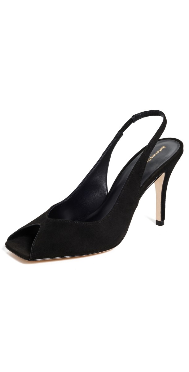 Reformation Eugenie Slingback Heels Black Suede