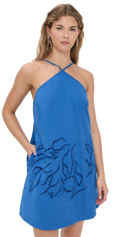 MINKPINK Darla Broderie Mini Dress Royal Blue