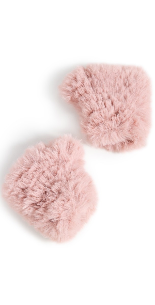 Jocelyn Faux Fur Mittens Blush