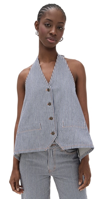 Lioness Hills Halter Top Navy Stripe