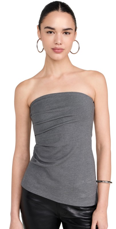 rag & bone Irina Shirred Strapless Top Charcoal