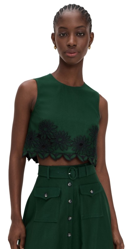 SALONI Beth Crop Top Pine Green/Daisy