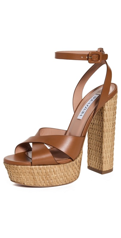 Aquazzura Sunseeker Sandals Plateau 140mm Tobacco