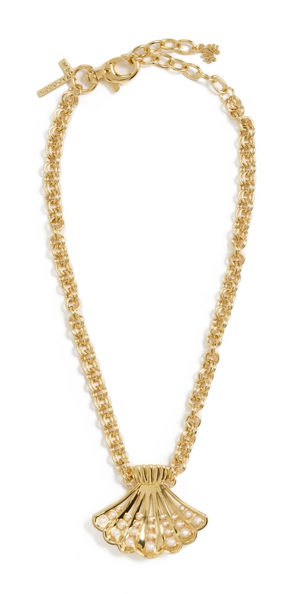 Lele Sadoughi Fan Shell Collar Necklace Gold