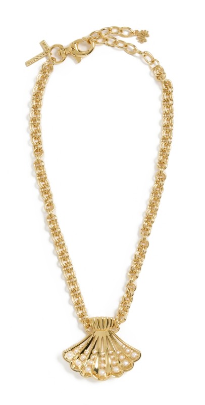 Lele Sadoughi Fan Shell Collar Necklace Gold
