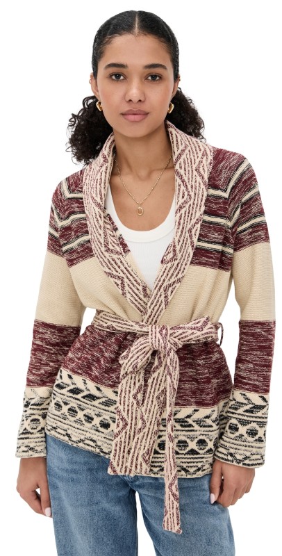 THE GREAT. The Riding Cardigan Rusted Red Multi