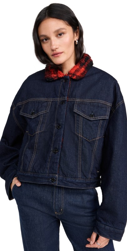ASKK NY Nova Lined Jacket Indigo Plaid