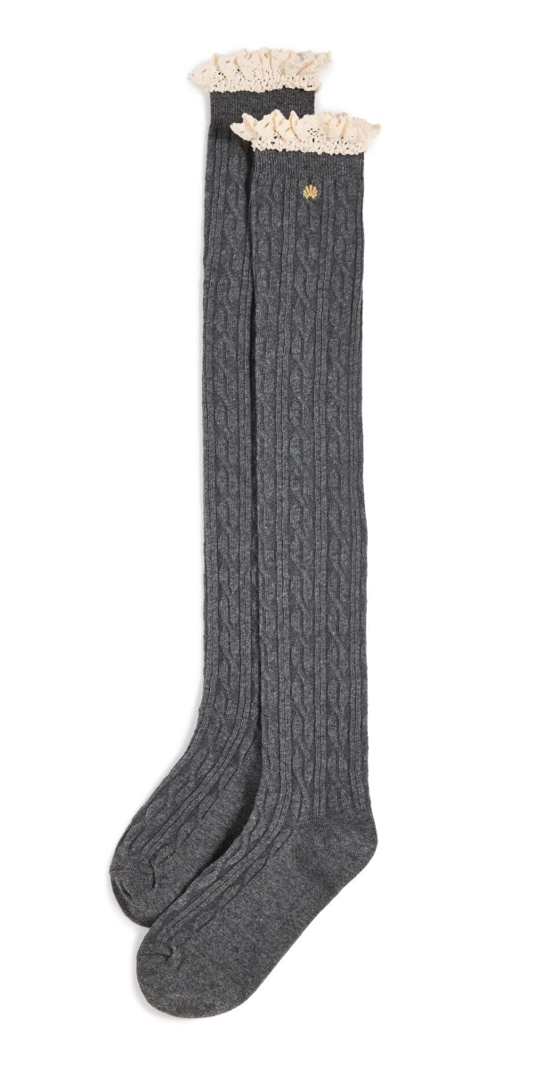 Lele Sadoughi Victoria Knee High Socks Charcoal