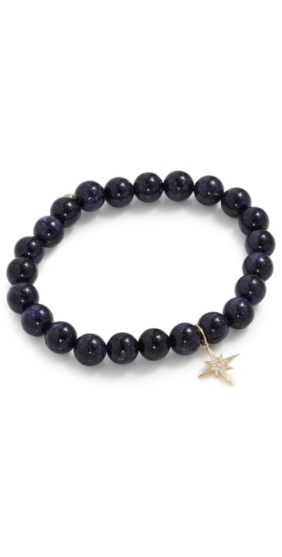 Sydney Evan 14k Small Pave Starburst Charm Bracelet Blu