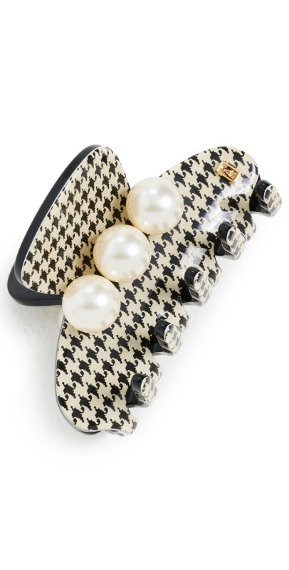 Alexandre de Paris Swarovski Pearl Clip Beige/Black