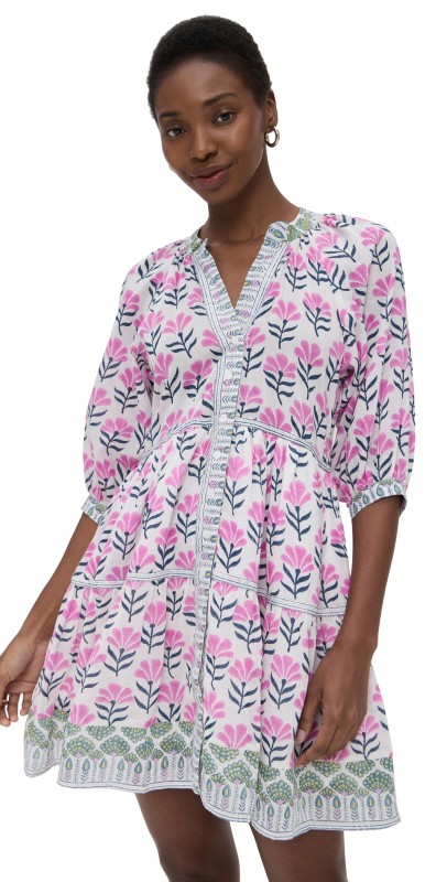 Bell Clara Mini Dress Fuchsia Navy Flower