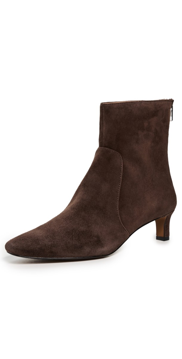 Madewell The Dimes Kitten Heel Boots in Suede Turkish Coffee