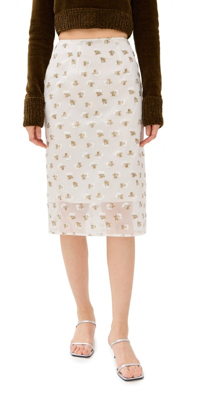 Cecilie Bahnsen Fil-coupé Clear Allegra Skirt Clear/Olive