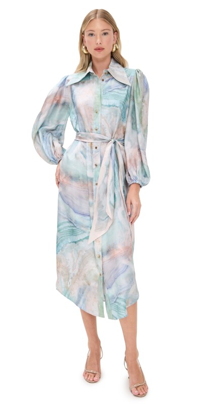Zimmermann Illuminate Midi Tunic Dress Blue Agate