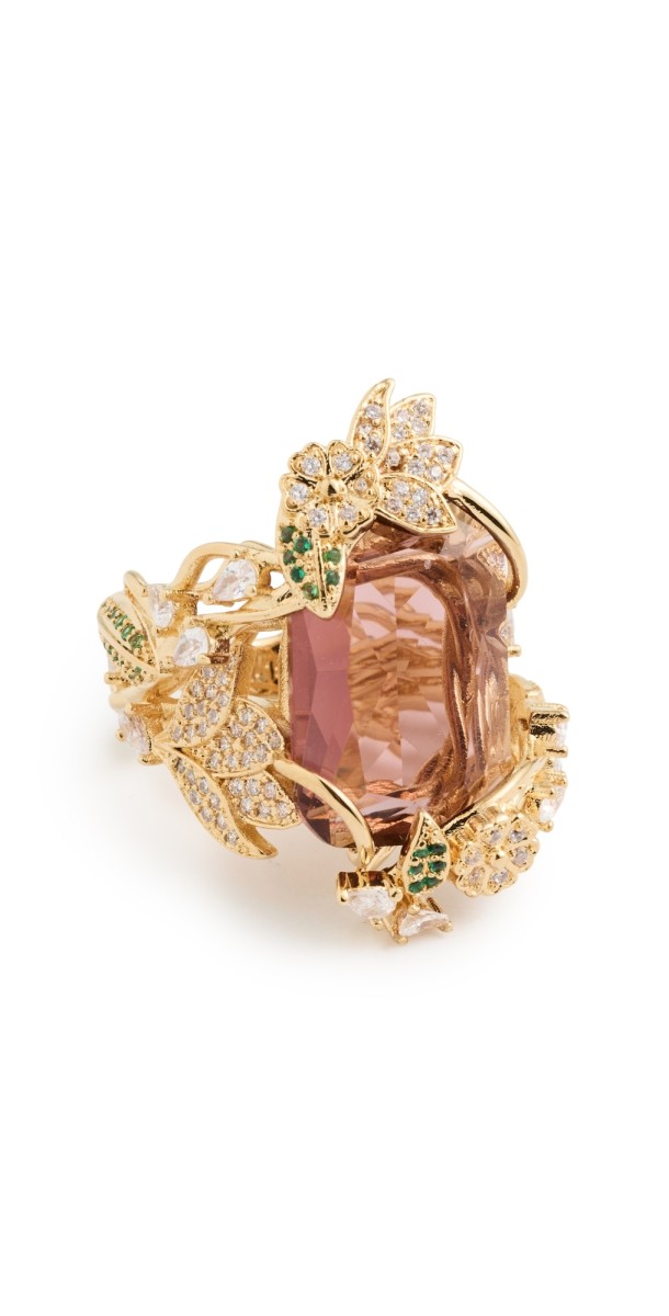 Zimmermann Bloom Cocktail Ring Gold/Burgundy