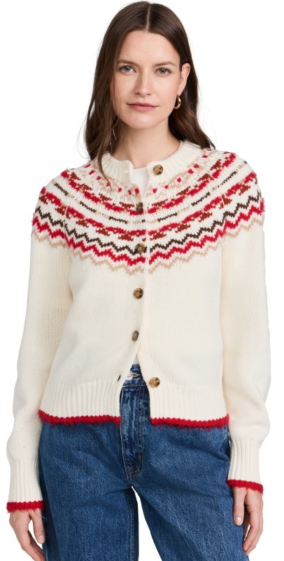 Guest in Residence Chalet Cardigan In Cashmere Blend Cream Combo