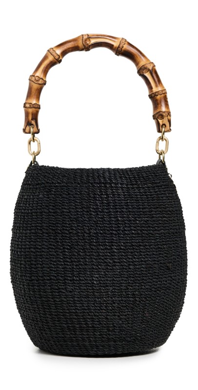 Clare V. Pot De Miel with Bamboo Handle Top Black