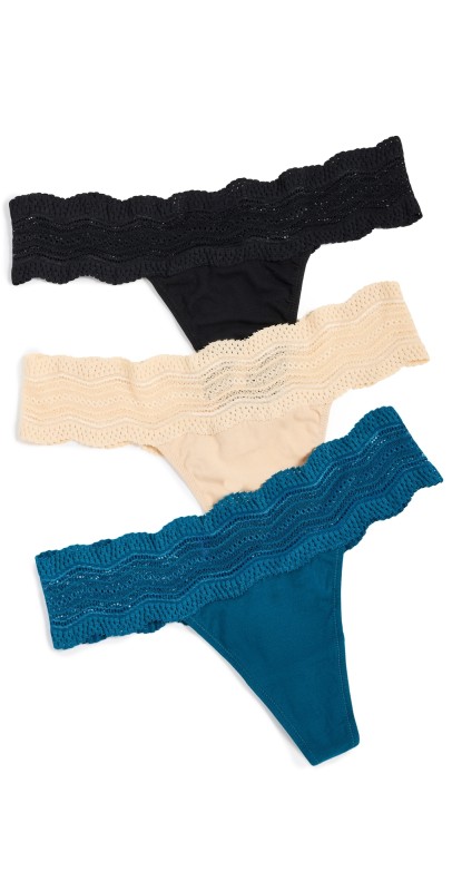 Cosabella Dolce Thong 3 Pack Black/Mirtello/Blush