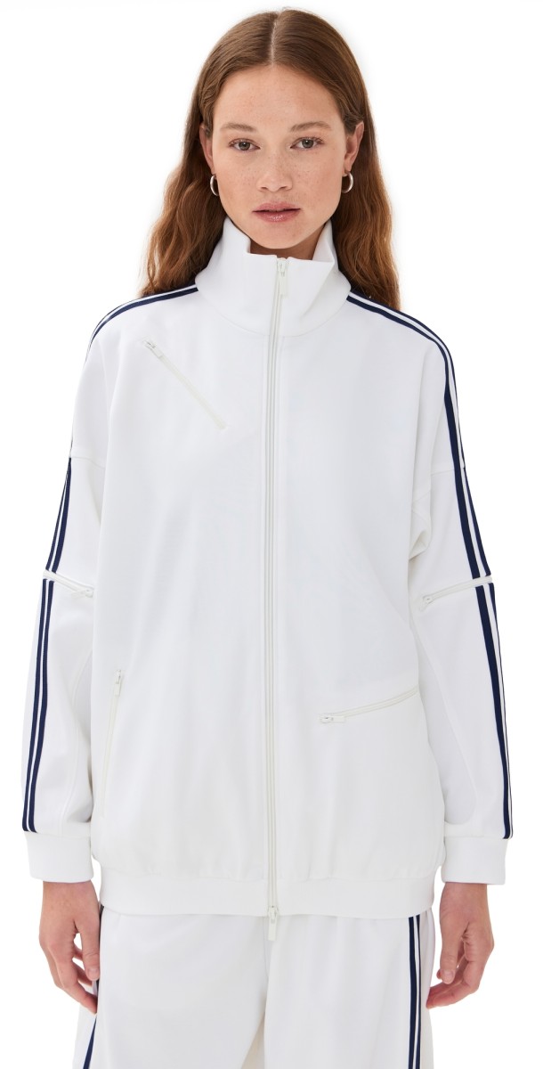 Tibi Active Knit Zipper Detailed Track Jacket White