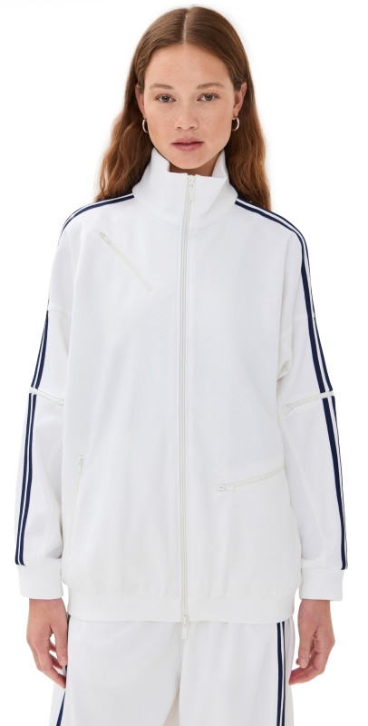 Tibi Active Knit Zipper Detailed Track Jacket White