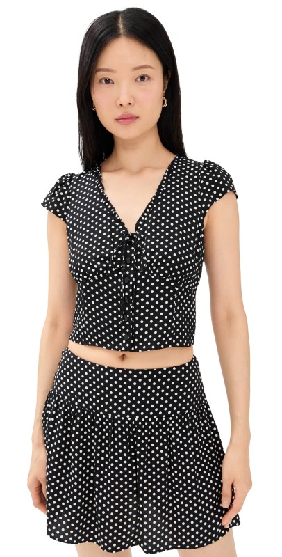 Reformation Dorothea Two Piece Crepe Set Caviar Dot
