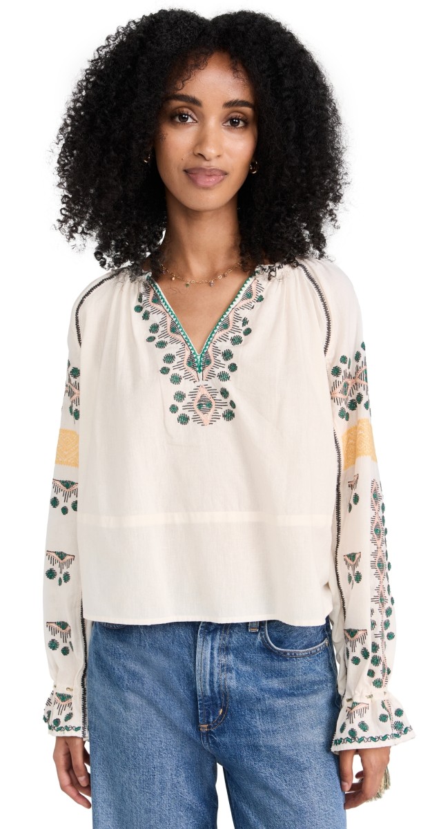 Scotch & Soda Embroidered Top Ecru