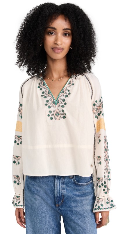Scotch & Soda Embroidered Top Ecru