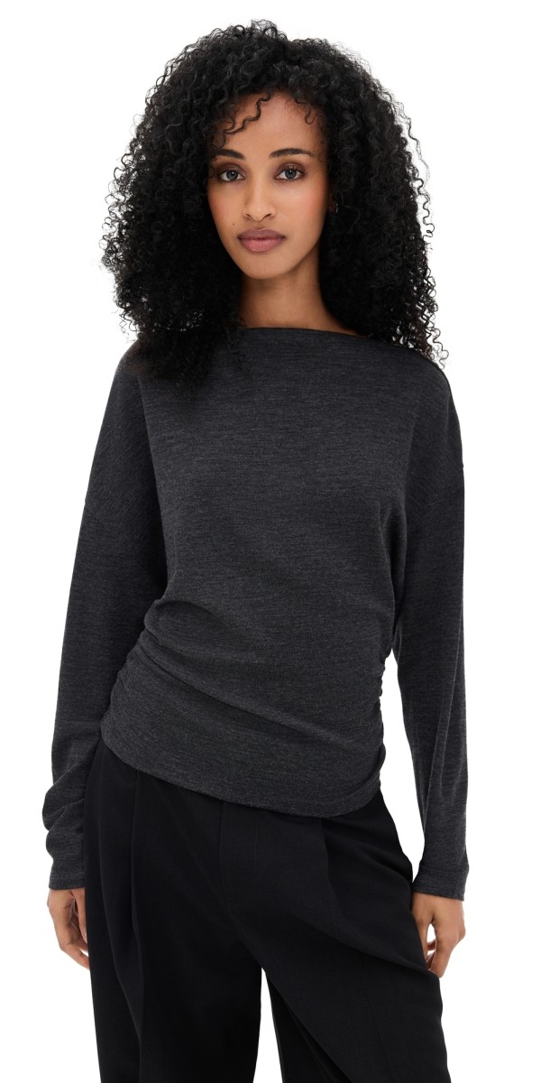 Vince Draped Top Dark Heather Grey
