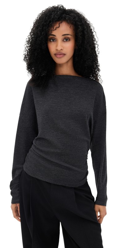 Vince Draped Top Dark Heather Grey