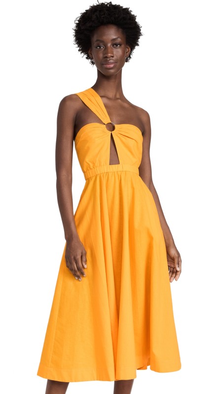 Jason Wu One Shoulder Cutout Dress W/ O-Ring Butterscotch