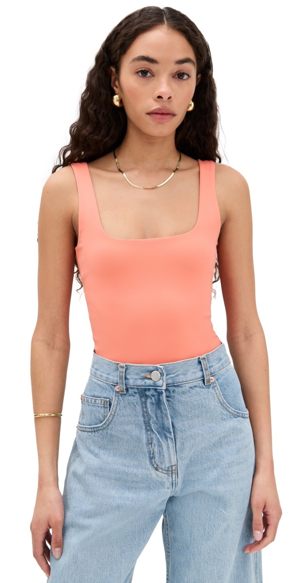 Good American Scuba Modern Tank Thong Bodysuit Coral00