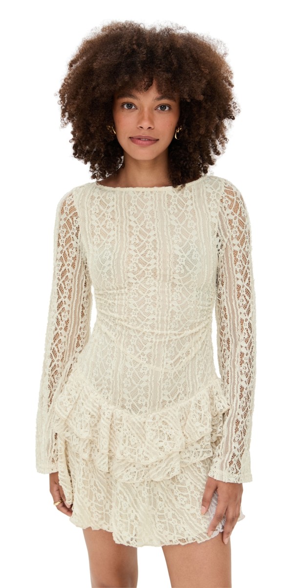 Free People Tabby Lace Mini Dress Tea