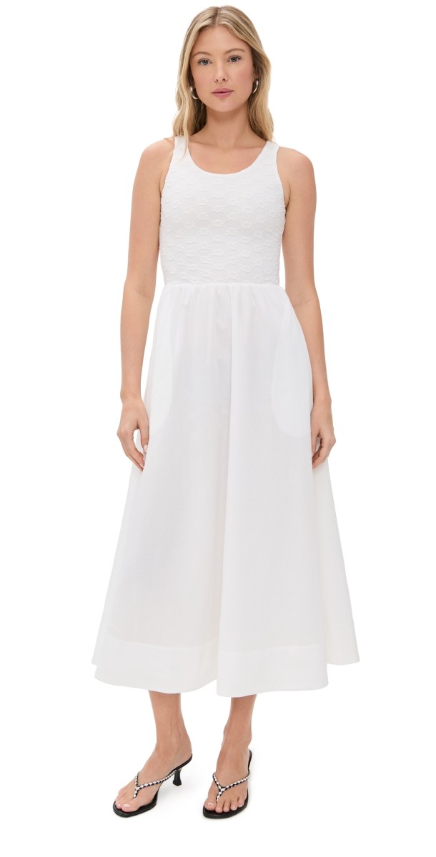 BARDOT Bryony Lace Poplin Midi Dress Orchid Wht