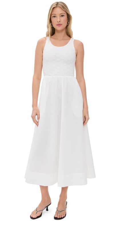 BARDOT Bryony Lace Poplin Midi Dress Orchid Wht