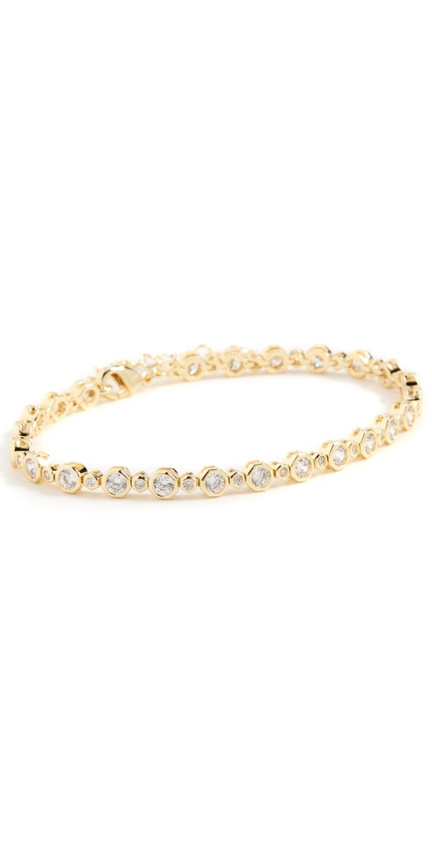 By Adina Eden CZ Bezel Multi Graduated Tennis Bracelet Gold