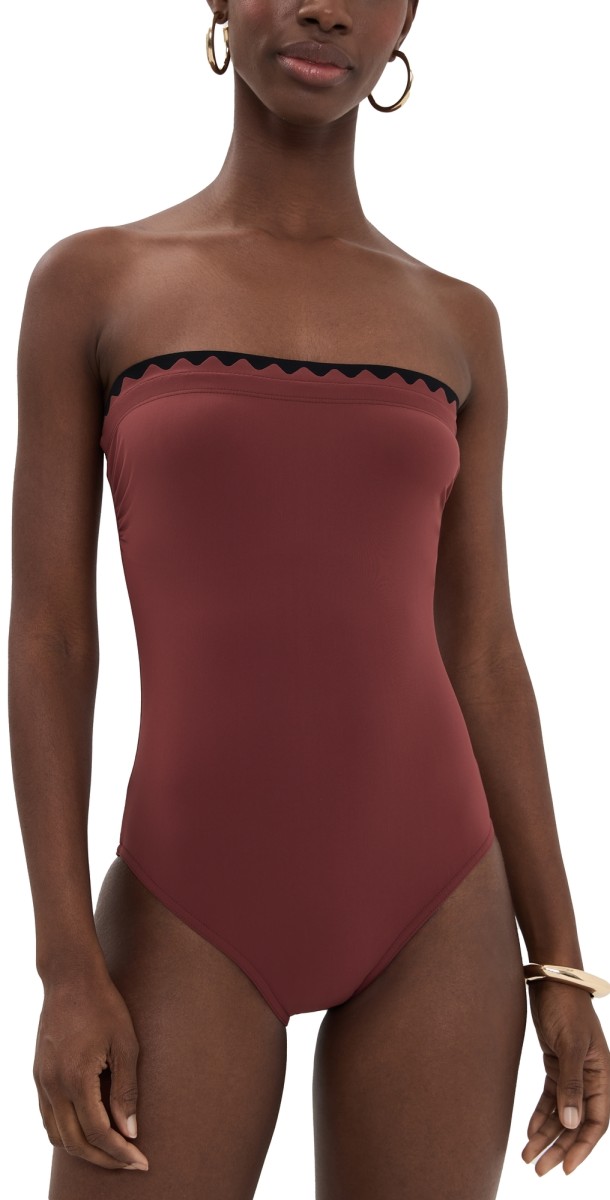 Karla Colletto Lia Bandeau One Piece with Shelf Bra Sienna/Black