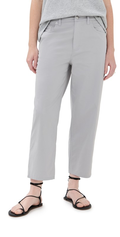 Tibi Garment Dyed Silky Cotton Cropped Slouchy Cargo Jeans Grey