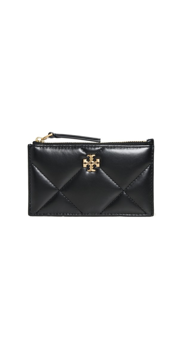 Tory Burch Kira Diamond Quilt Zip Card Case Black