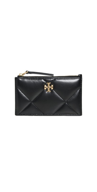 Tory Burch Kira Diamond Quilt Zip Card Case Black