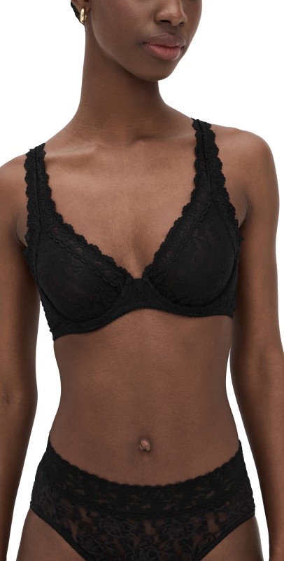 Hanky Panky High Apex Unlined Signature Lace Bra Black