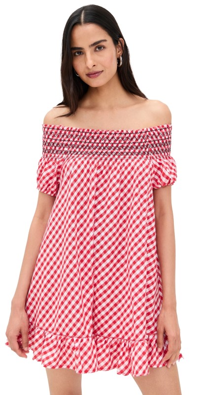 Frankies Bikinis Ruby Poplin Minidress Cherry Picnic